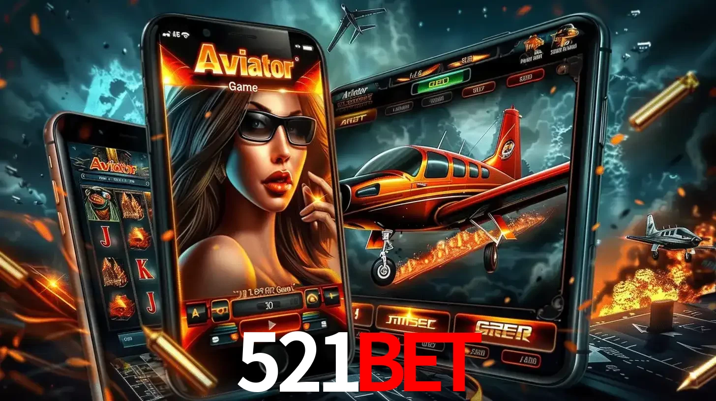 O popular jogo de apostas Aviator exibido em vários celulares e tablets, mostrando a interface emocionante e a ação de voo disponíveis para jogar agora no 521bet.