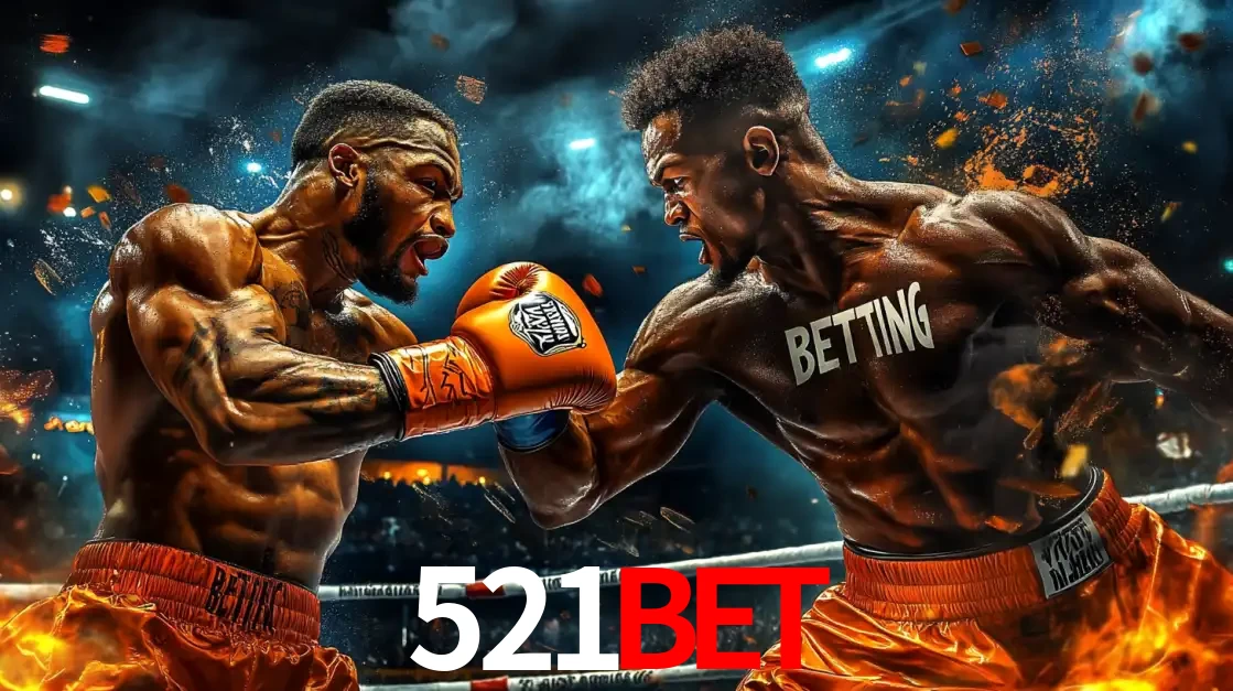Dois boxeadores em uma luta intensa e explosiva, representando a adrenalina e as oportunidades de apostas em esportes de combate disponíveis na plataforma 521bet.